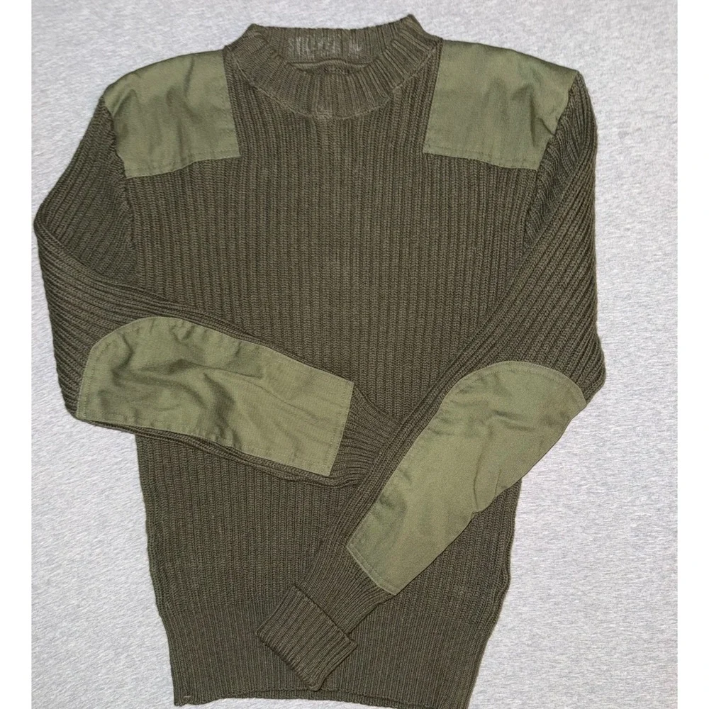 Vintage Military Wool Commando Sweater Mens Small Olive Green Workwear Gorp